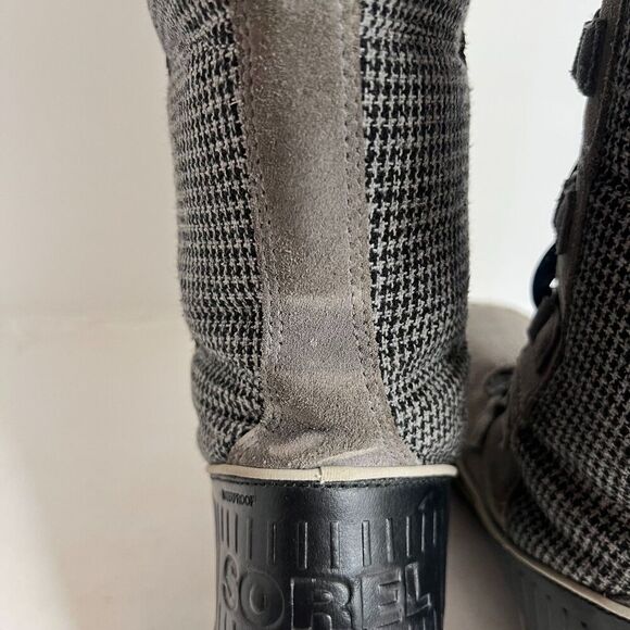 Sorel Joan of Arctic Winter Boots Grey and Black Houndstooth Fur Lined Size 7.5 - Picture 10 of 10